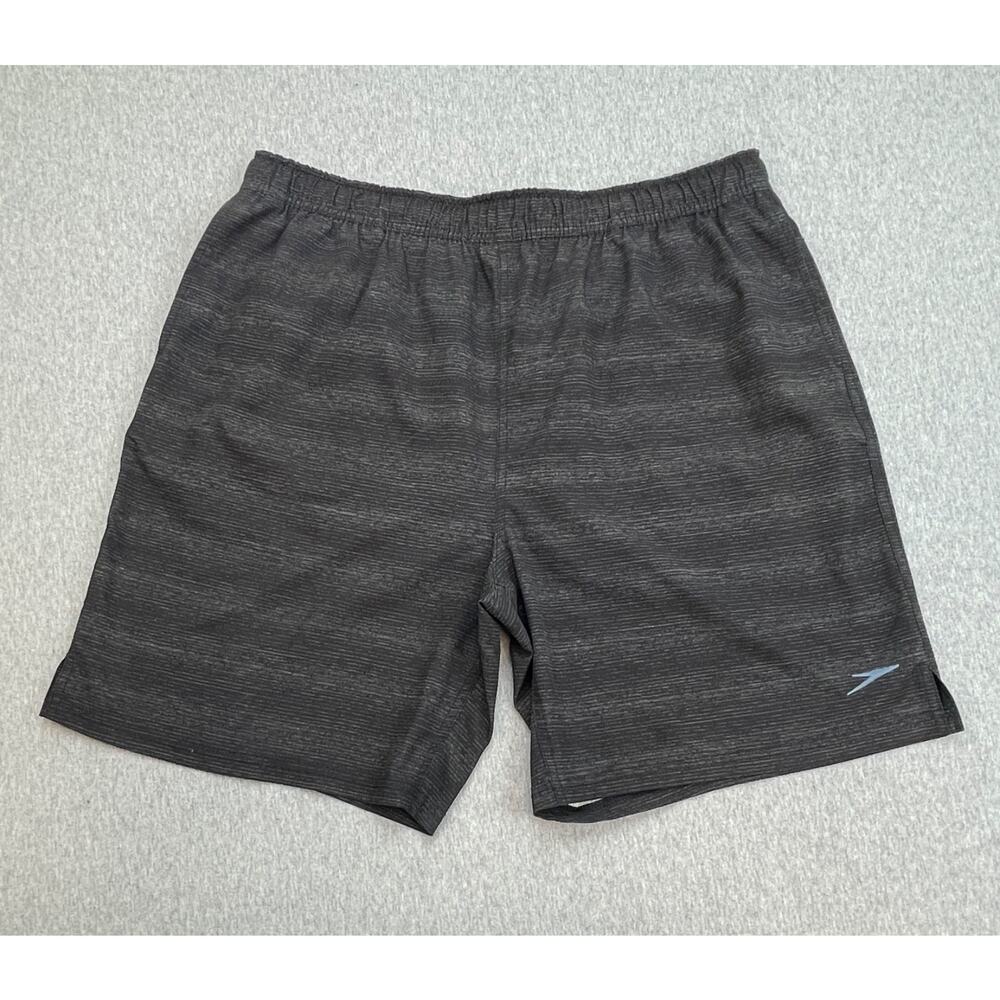 Speedo‎ Trunks Mens XL Black Swim Shorts Stretch Performance Side Slit 7" Inseam